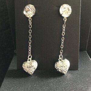 Silver Heart Dangle Earrings